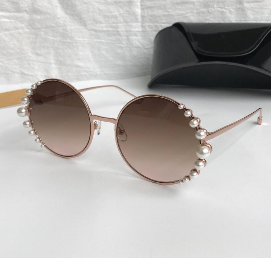 

Luxury 0295 Sunglasses Brand Designer Charming With Pearl Woman Fashion Round Sunglasses Top Quality UV Protection With Original 5028063