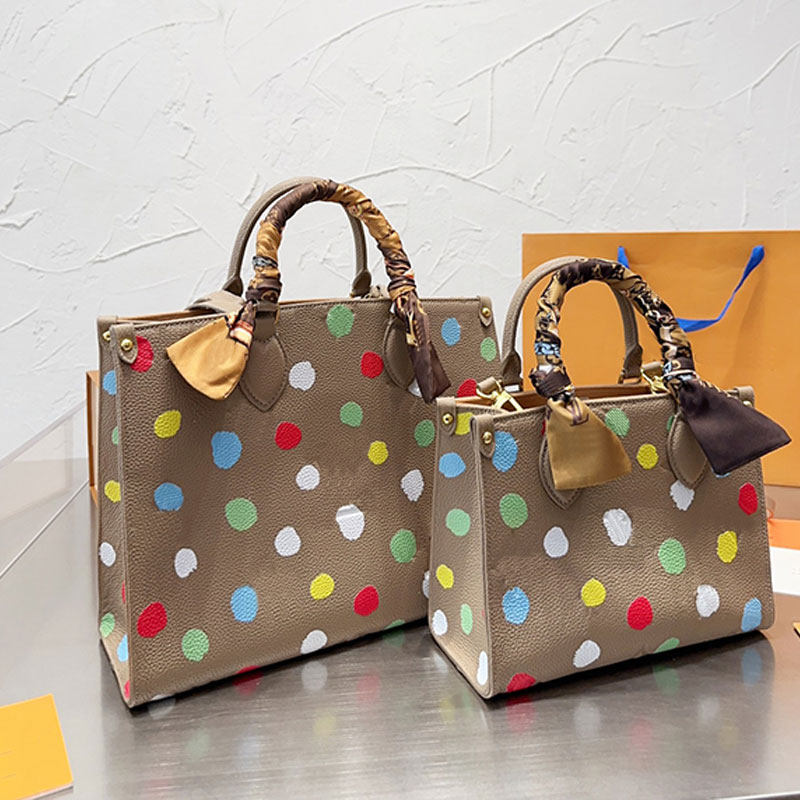 

Totes Shopping Bag Crossbody Bag Women Handbag Purse Infinity Dots Print 25/35cm Plain Large Capacity Pocket Grain Leather Detachable Strap Imprint Letters, #2