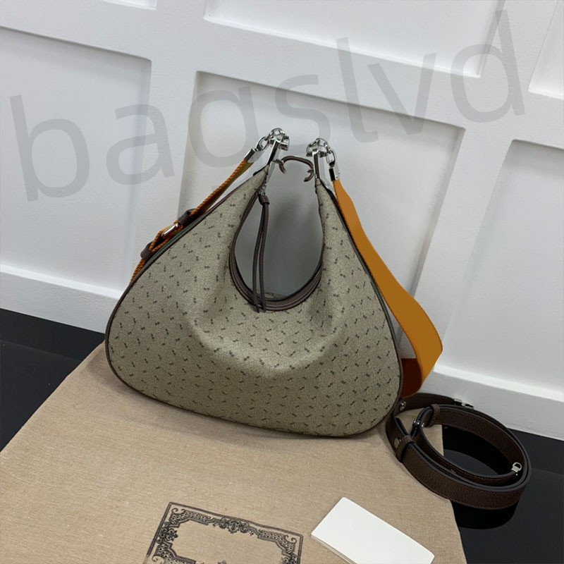 

Luxury Designer Tote bag Women Shoulder bag Crossbody Crescent Half Moon Bags Handbags Shoulder Croissant Bags Clutch Purse Canvas Leather Magnetic Clasp Red Strap, Camel