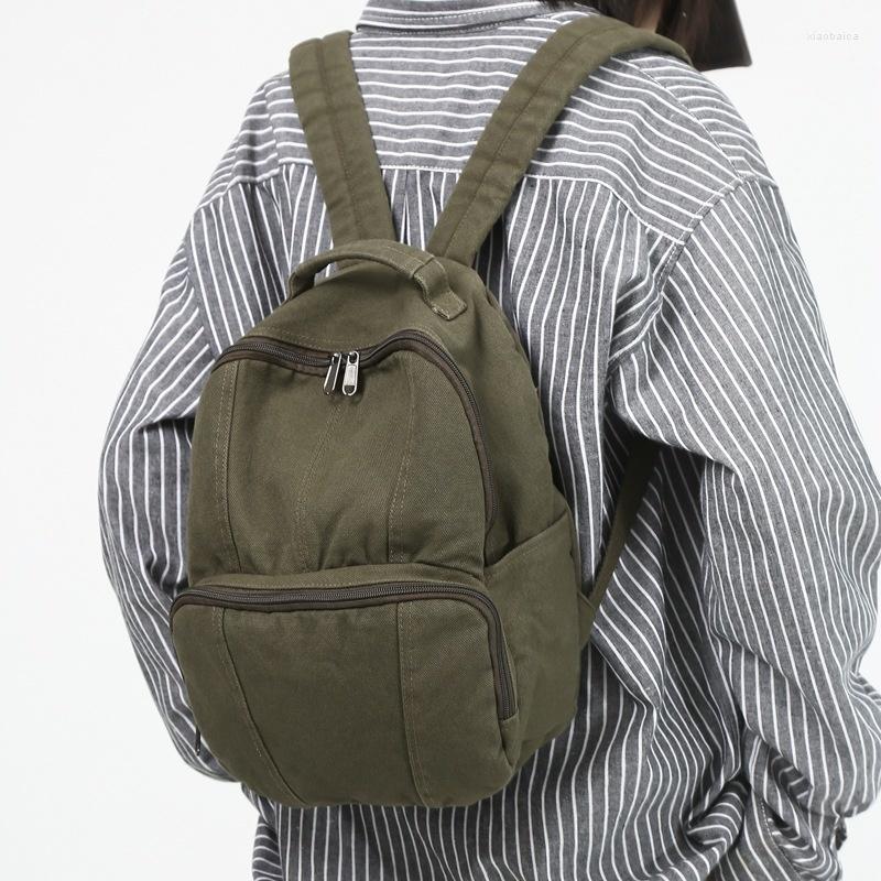 

School Bags Mini Backpack Girl Boy Canvas Bag Fashion Vintage Lady Women Male College Men Female Retro Travel, Beige