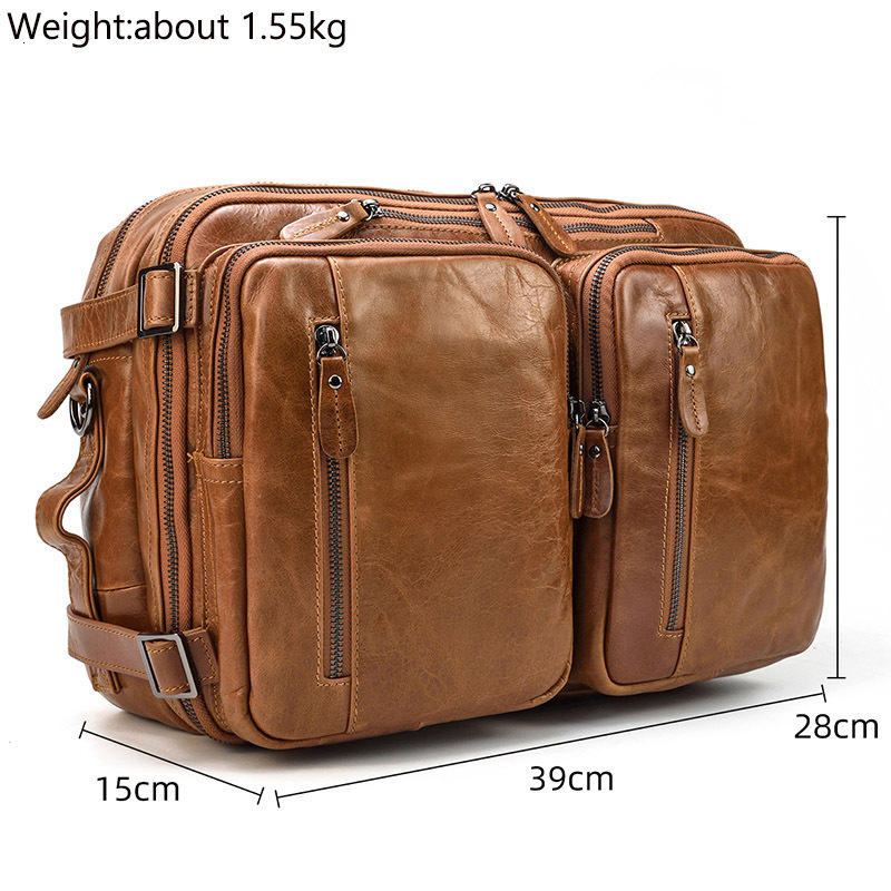 

Briefcases Men Business Briefcase Soft Genuine Leather Man Laptop Handbag 3 Use Multifunctional Cowhide Shoulder Messenge bag For Male Tote 230413, Red brown2