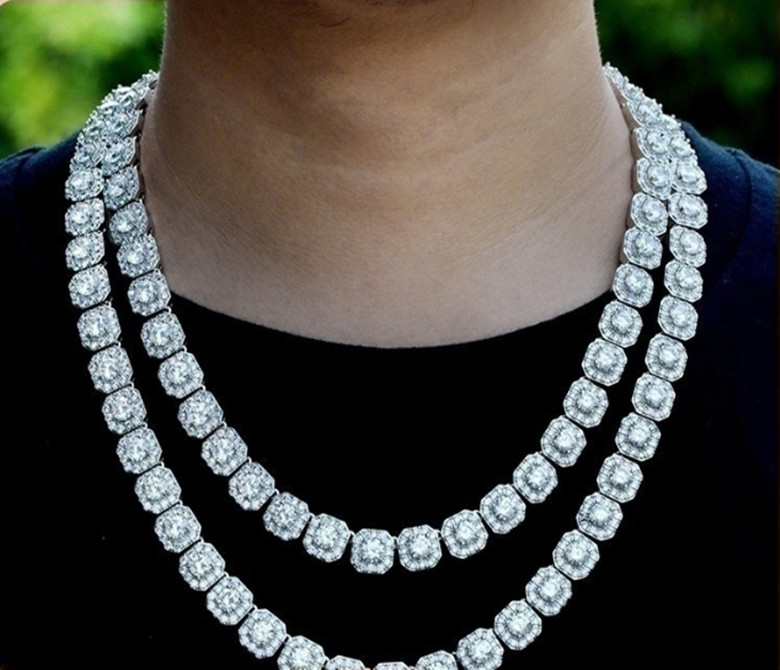 Colliers Collier Glace Zircon Hiphop Chaîne Cubaine Strass Collier Bijoux De Fiançailles Bracelet 20CM 45CM 55CM 60CM Collier Ras Du Cou Pour Cad