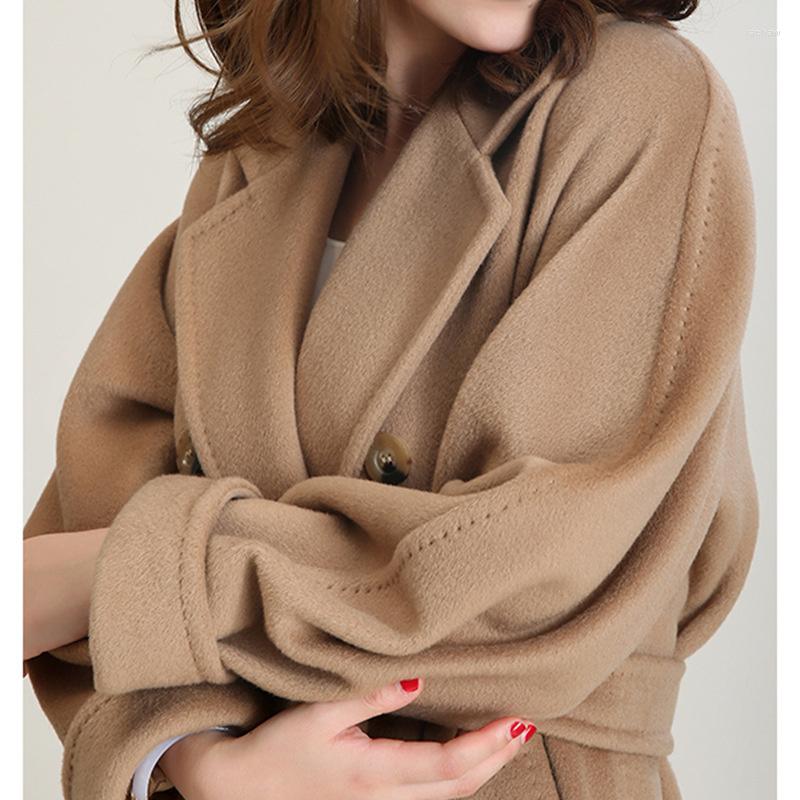

Women's Wool M's High-end 101801 Camel Double-sided Cashmere Coat 2023 Medium And Long Knee Length Tweed Correct Version, Golden camel