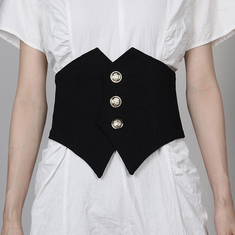 

Belts 2023 Spring Summer Black Loose Button Irregular Split Personality Wide Belt Women Fashion Tide All-match