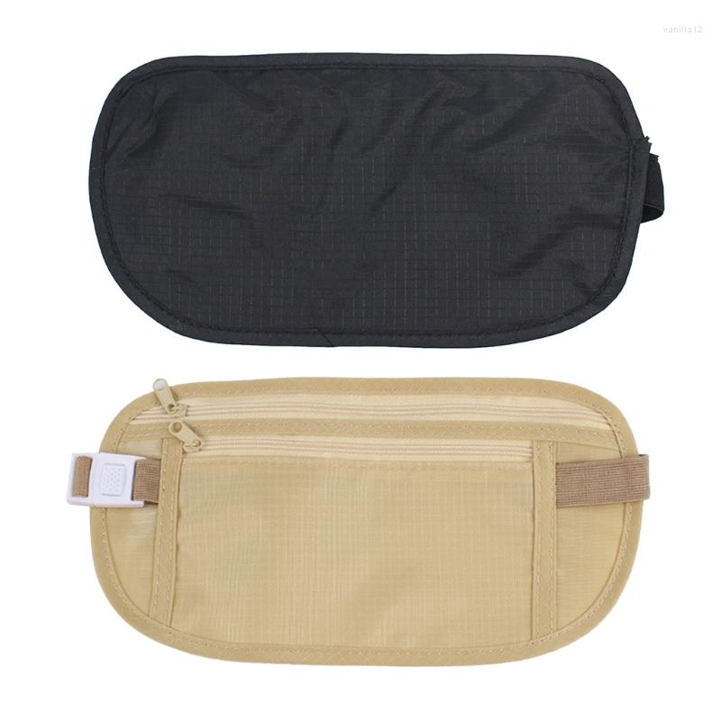 

Outdoor Bags Thin Profile Money Belt Secure Travel Bag Blocking Wallets Anti-Theft Passport Pouch Fanny Pack, Khaki