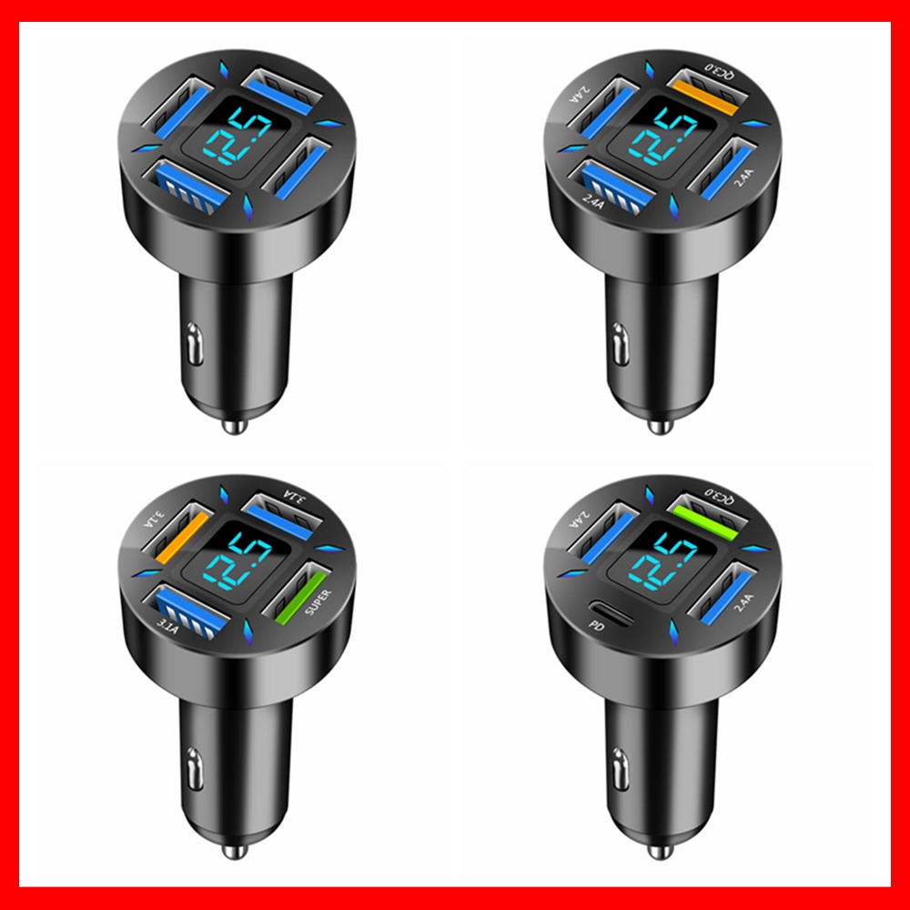 

4 Ports 66W USB Car Charger Fast Charging Qucik Charge 3.0 QC3.0 PD 20W Type C Car USB Charger For iPhone Xiaomi Samsung Car-Charge Car-Charger Car Charging Quick Charge, Same as the photo
