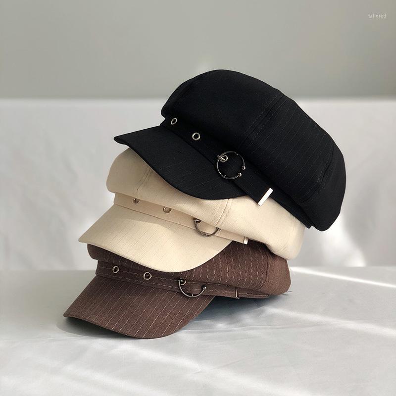 

Berets Trendy Navy Sun Hat Casual Military Caps Woman Cotton Beret Flat Hats Captain Cap Trucker Vintage Sport Women Leather, Brown