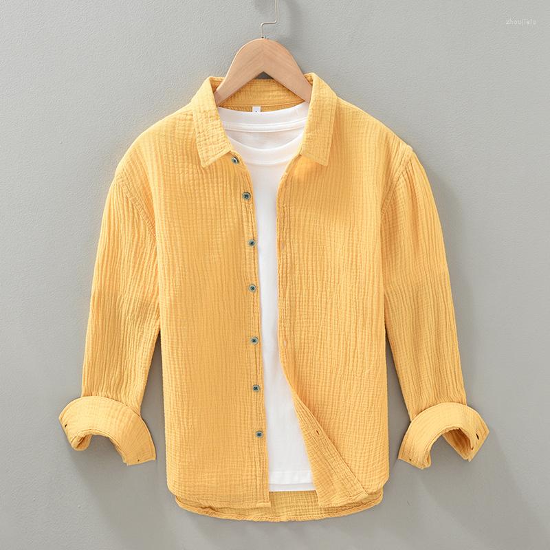 

Men's Casual Shirts Cotton Men Long Sleeve Designer Soft Comfortable Camisas Y Blusas Breathable Causal Button Down Shirt, Yellow