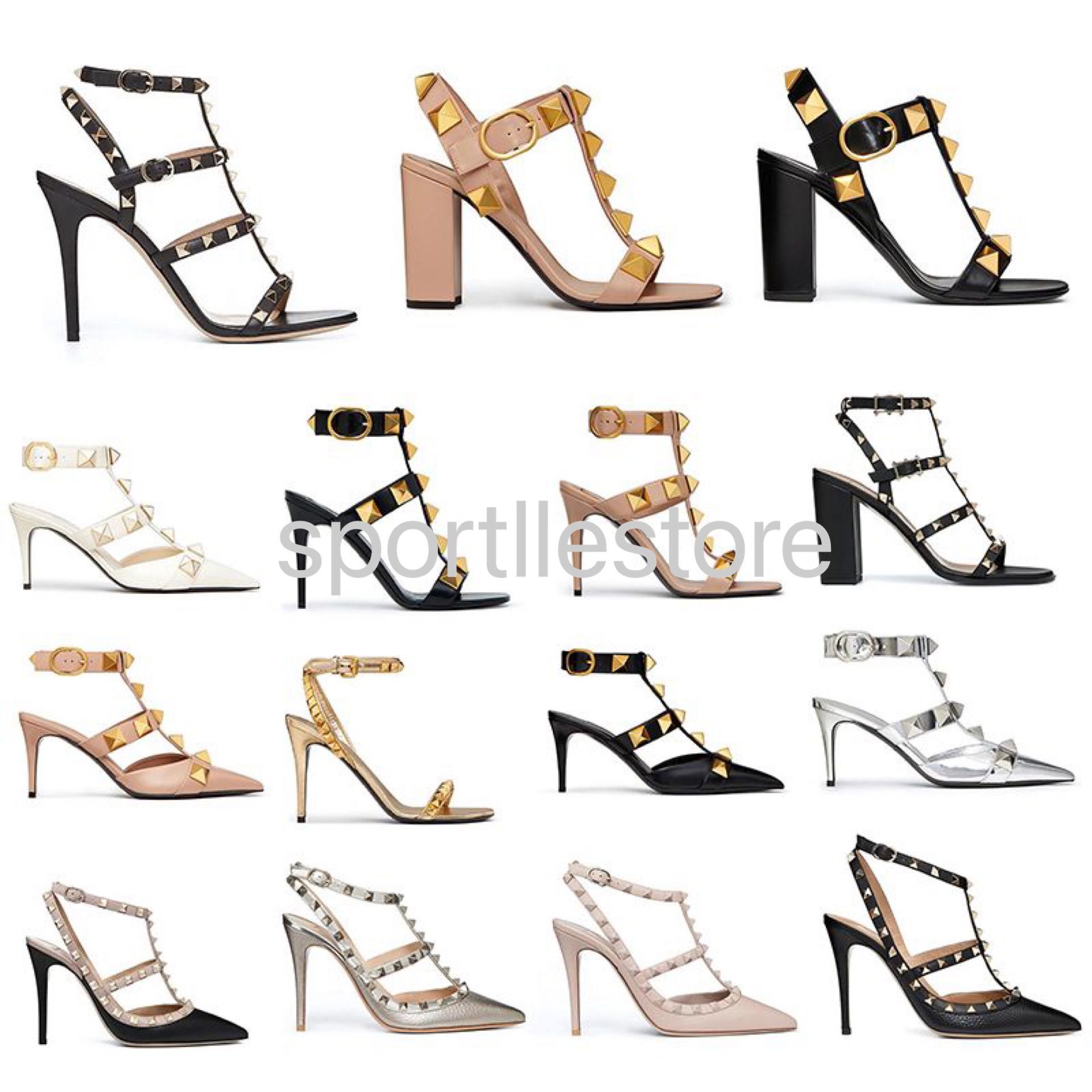 

designer dress shoes women sneakers pump high heels Pointed Toes Patent Leather Metallic Gold Black Rose womens Sandals party wedding, Red