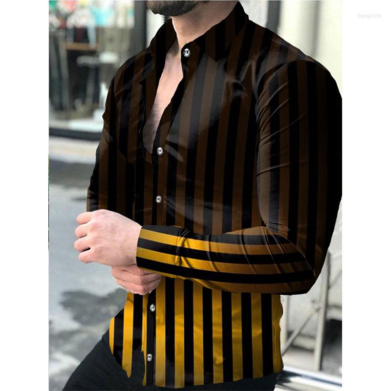 

Men' Casual Shirts Social Fashion Men Turn-down Collar Quality Shirt Stripe Print Long Sleeve Tops Men' Clothing Club Cardigan, Cx243