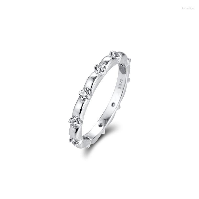 

Cluster Rings Flower Petals Band Spring Engagement Ring Jewelry 925 Sterling Silver For Women Pave Stones Fashion Jewellery