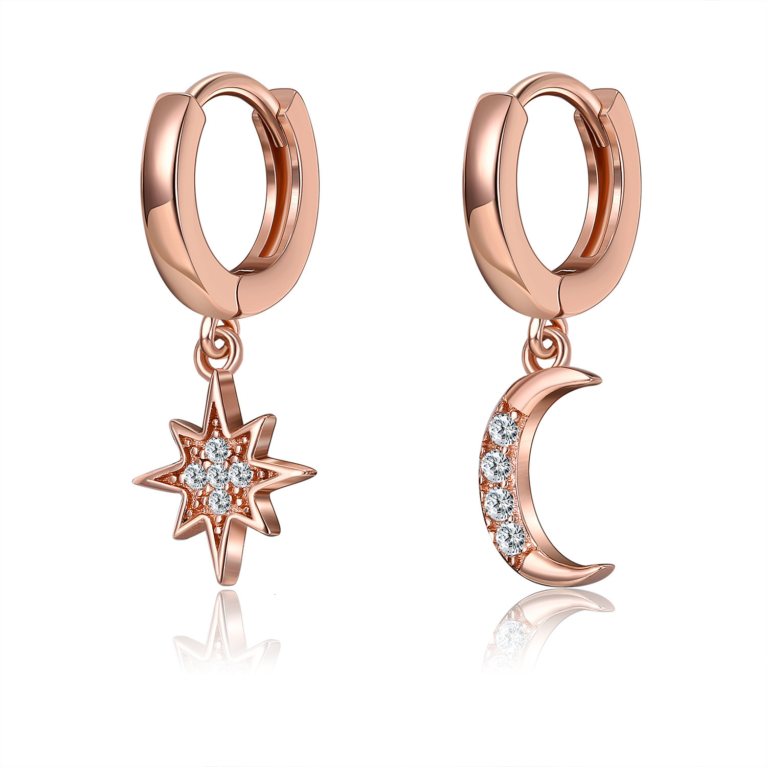 Dangle Chandelier S925 Sterling Silver Stud Earrings Exquisite Zircon Pendant Earrings Ladies Fashion Ear Studs Women Star Moon Jewelry Earrings 230