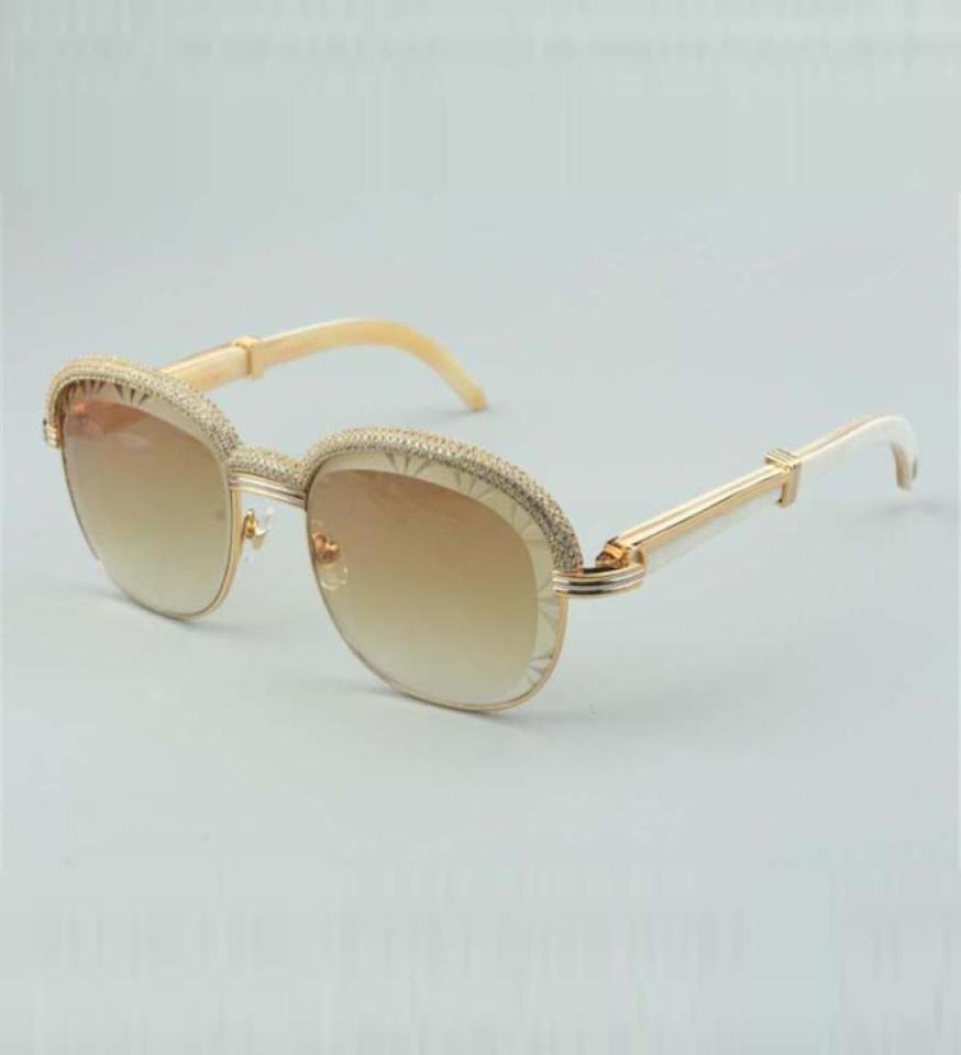 

Exquisite Classic Diamond Engraved Lens Sunglasses 1116728A Glasses with natural horns and temples size 18140 mm bridge templ8390361