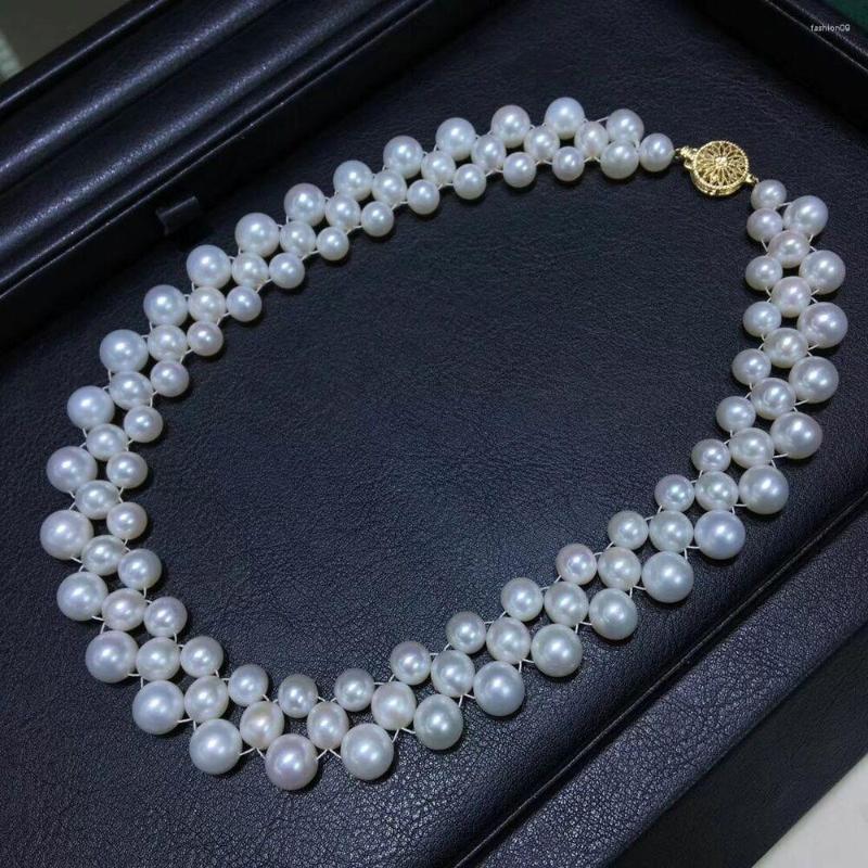 

Chains Classic South Sea Handmake Baroque White Pearl Necklace 18inch 925s