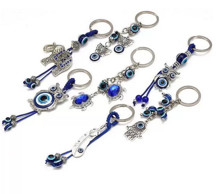 

Animal Butterfly Turtle Elephant Evil Eyes Keychain Key Chain Glass Blue Eye Pendant Ornament Key Ring