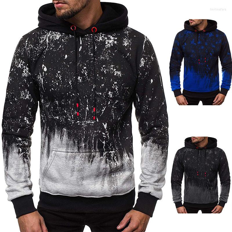 

Men's Hoodies Men's Spring And Autumn Leisure Fashion Printed Floral Coat Hoodie, Blue