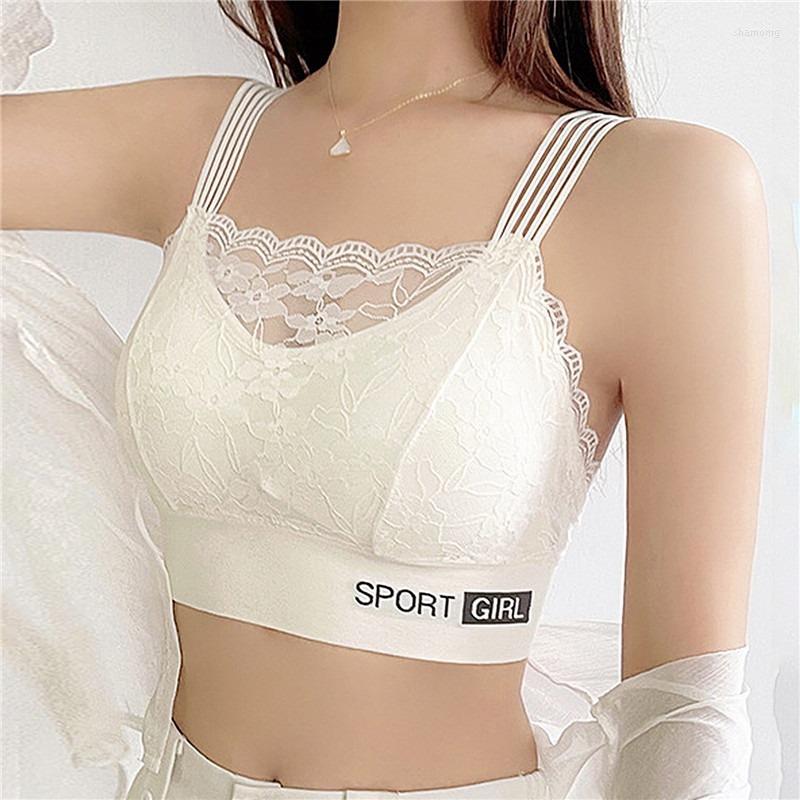 

Yoga Outfit 2023 Summer Seamless Bras Women Sexy Lingerie Tops Lace Brassieres Push Up Underwear Female Intimates V Back Bralette Sport Bra