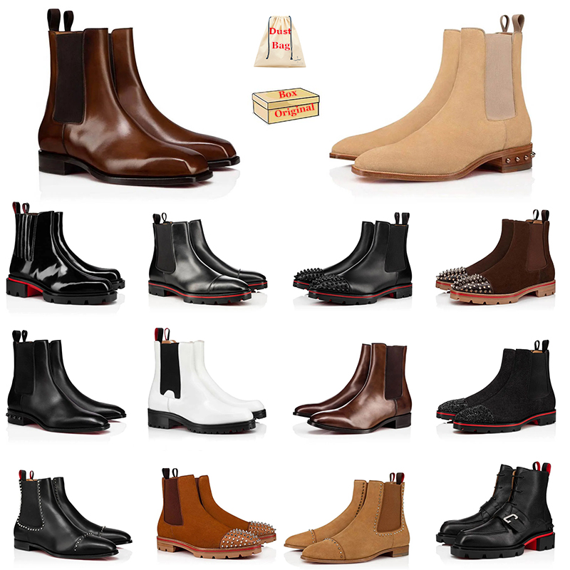 Luxury Brand Les bottes hommes Designer Men Fashion Boots Red Bottoms Martin Boot With Rivet