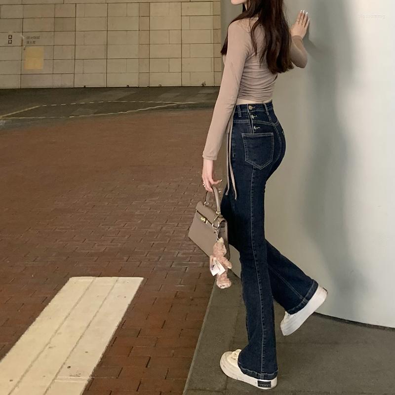 

Women's Jeans N4088 Women's High-waisted Slim Stretch Tight-fitting Jogging Pants, Blue