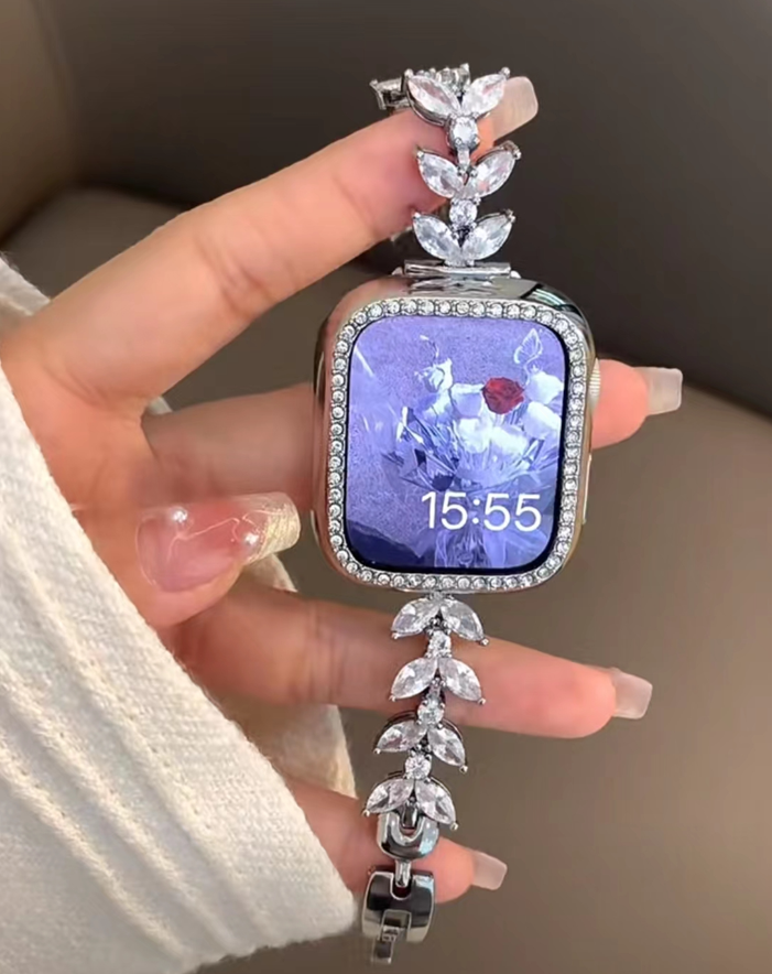 

Fashion Zircon Strap Apple Strap 38mm 40mm 41mm 42mm 44mm 45mm iWatch 3 4 5 SE 6 7 Series Strap Designer Flower Black Gold Chain Link