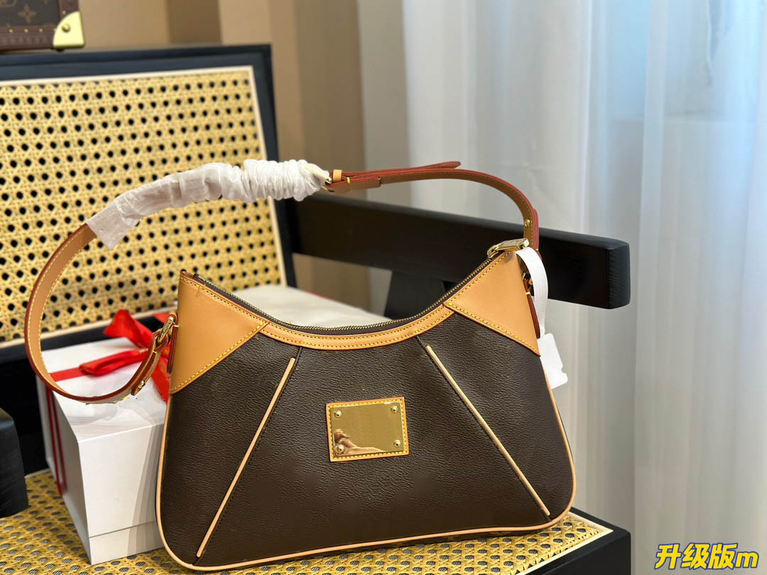 

Women underarm bag luxury designer bag classical old flower plaid shoulder tote bags vintage fashion middle-ancient handbag 32cm, Brown