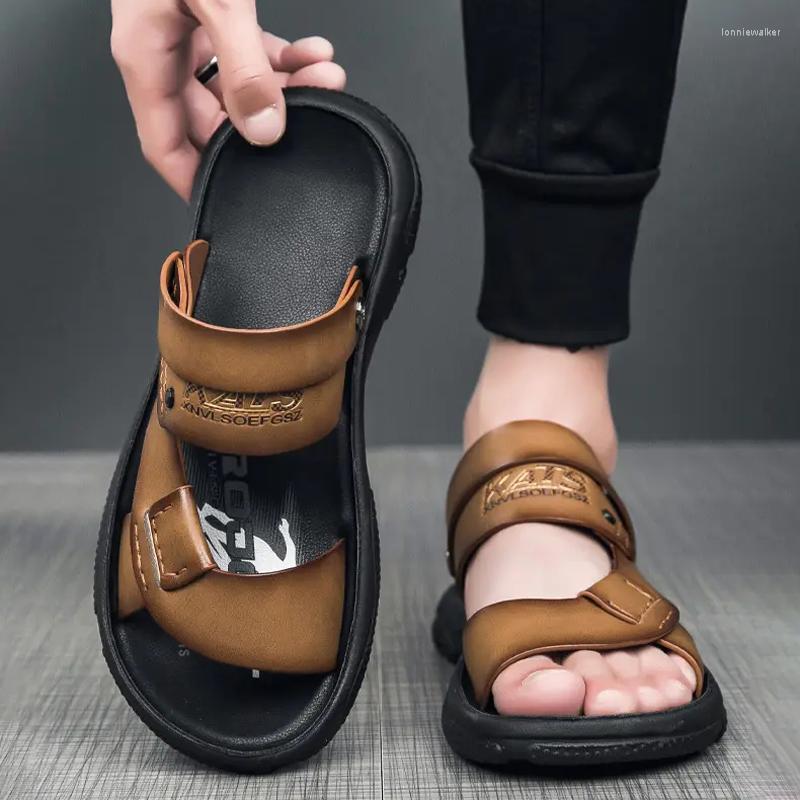 

Sandals Summer Fashion Breathable Men's Soft Comfortable Lightweight Beach Shoes Trendy Two-wear Non-slip Outdoor Male, Yellow