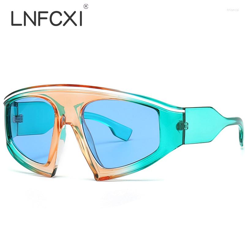 

Sunglasses LNFCXI Retro Oversized Women Luxury Fashion Brand Designe One Piece Rimless Punk Goggles Men Sun Glasses