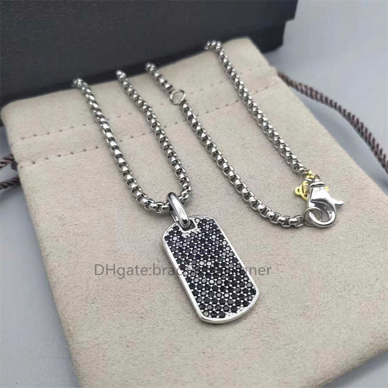 18k Box Chain Designer Luxury Necklaces Necklace Plated Streamline dog Tag in Silver 925 gold jewelry Black Diamonds silver chain chains free fashio