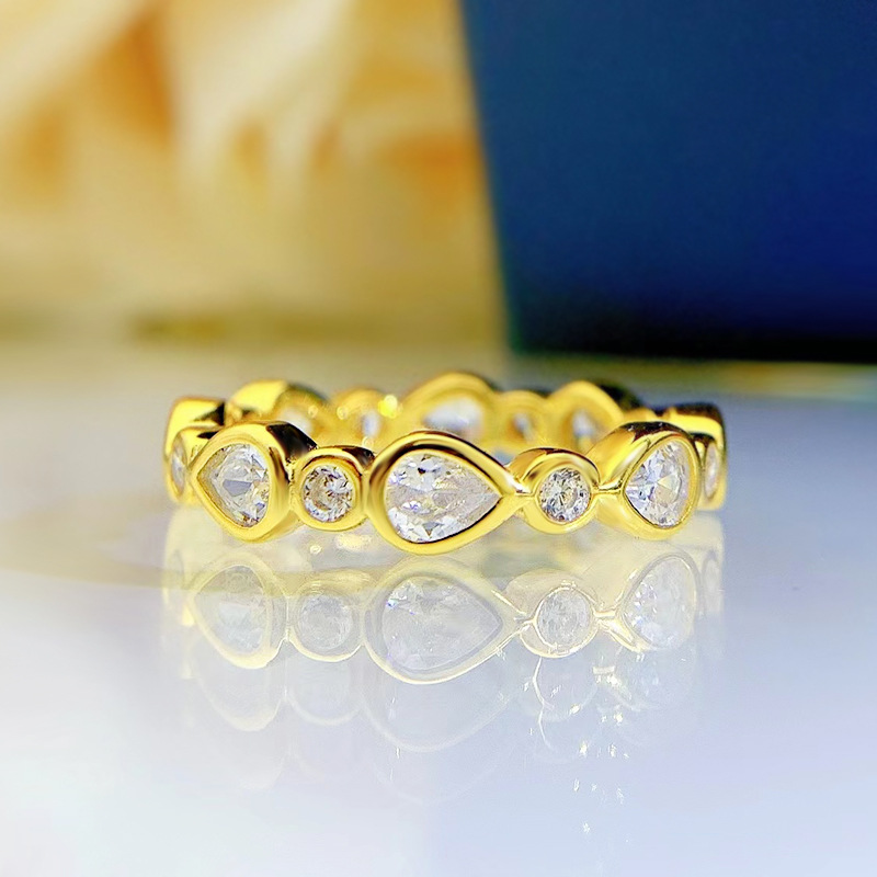 

14K Gold Diamond Ring 100% Real 925 sterling Silver Engagement Wedding Band Rings For Women Bridal Party Promise Jewelry Gift