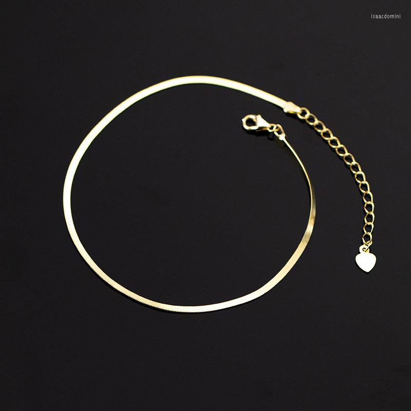 

Anklets 2mm Authentic REAL. 925 Sterling Silver Fine Jewelry Flade Snakebone Chain Anklet Bracelet C-S4690