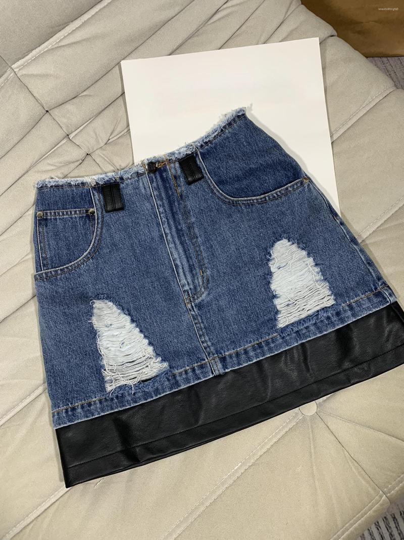 

Skirts Denim Skirt Cut Design Casual Fashion 2023 Summer Style 0406, Picture color