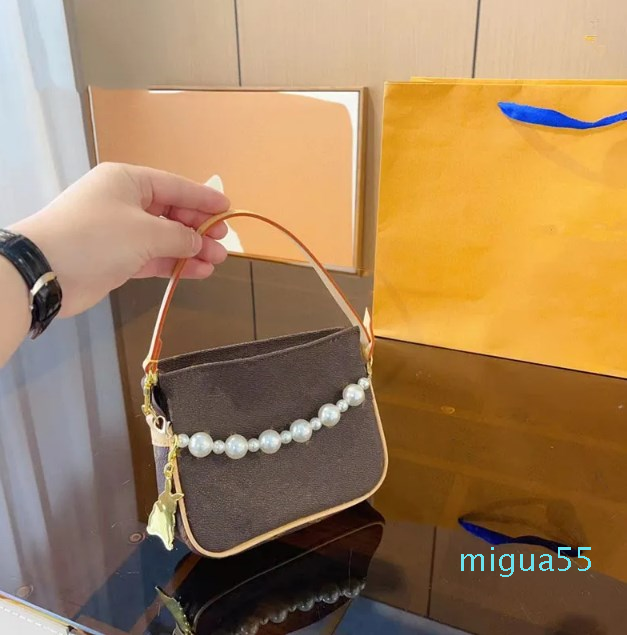 

Designer-Clutch Bag Pearl Chain Bag Women Shoulder Bag Fashion Tote Handbag Flower Printed Handbag Small Purse 3colors Crossbody Bags, White lattice