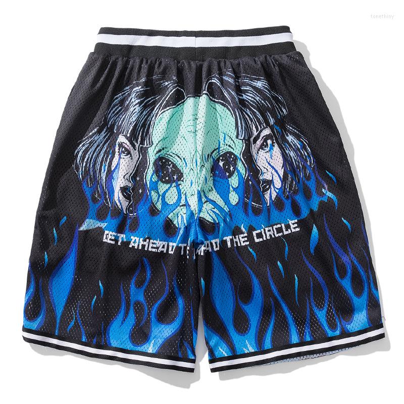 

Men's Shorts Quick Dry Fitness Men Alien Print Fashion Casual Mesh Short Sport With Pocket Basket Homme Summer Sweatpants Joggers Man, Blue