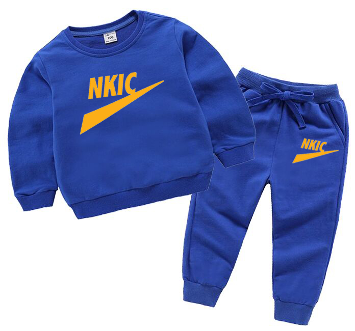 

Children Clothing Toddler Brand LOGO Sets Autumn Sports Suit Fashion Boys Girls Hooded Sweatshirts Pants Outfit Suit Kids Tracksuit For 2Pcs/Set, Cowboy blue
