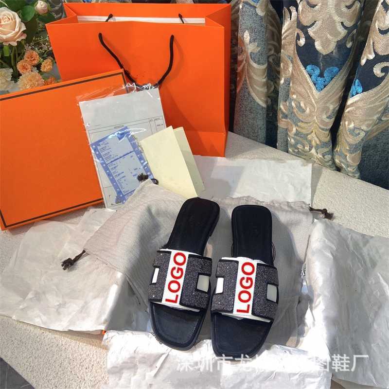 

2023 Stars' same type slippers women's summer leather flat shoes wear beach thick heel sandals, Red sheep pattern