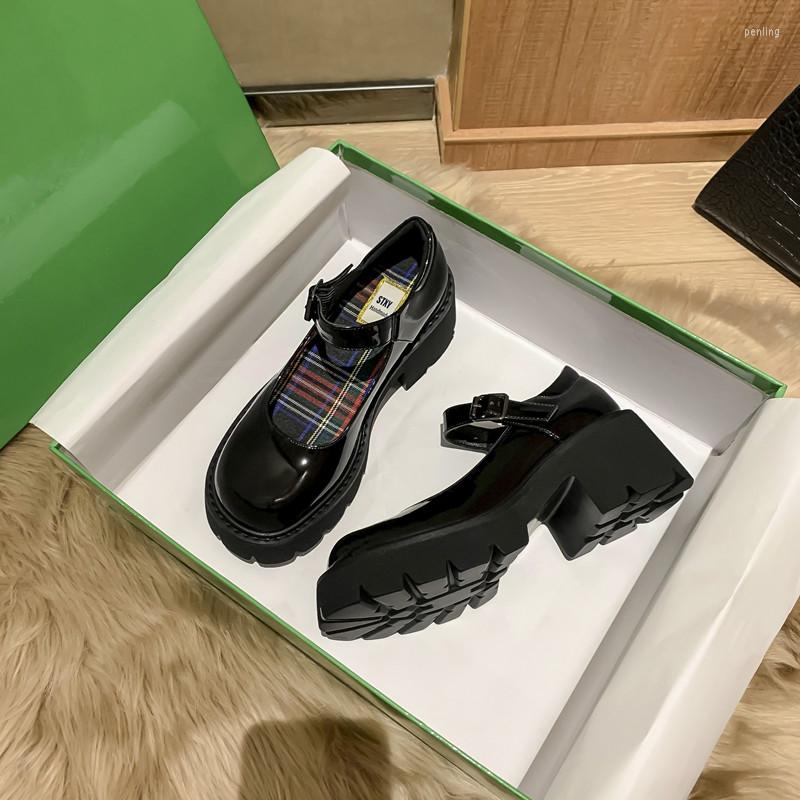 

Dress Shoes SHANZAO Mary Jane Female Spring Retro 2023 Thick-soled British Style Loafers Patent Leather Student Women, A01