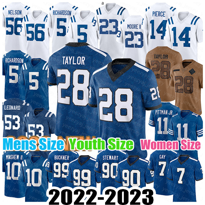 Man 53 Darius Leonard Football Jersey 28 Jonathan Taylor 5 Anthony Richardson Michael Pittman Jr. Quenton Nelson Kenny Moore II Alec Pierce India-image-920625611