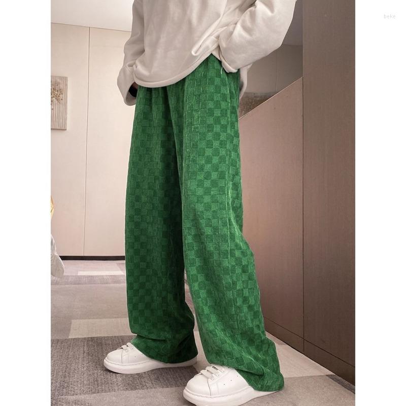 

Women's Pants Women Green Wide Leg High Elastic Waist Pockets Trousers Plaid Straight Long Pant Casual Female Loose Bottoms Streetwear, Black