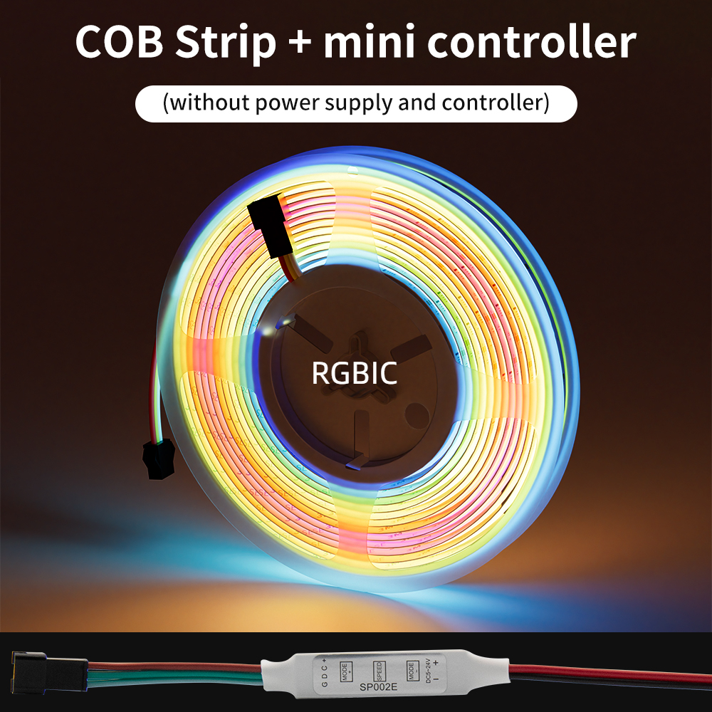 

12V/24V COB RGBIC Pixel Addressable LED Strip Light Kit Smart Wifi Bluetooth App Control Work With Alexa/Google Home04