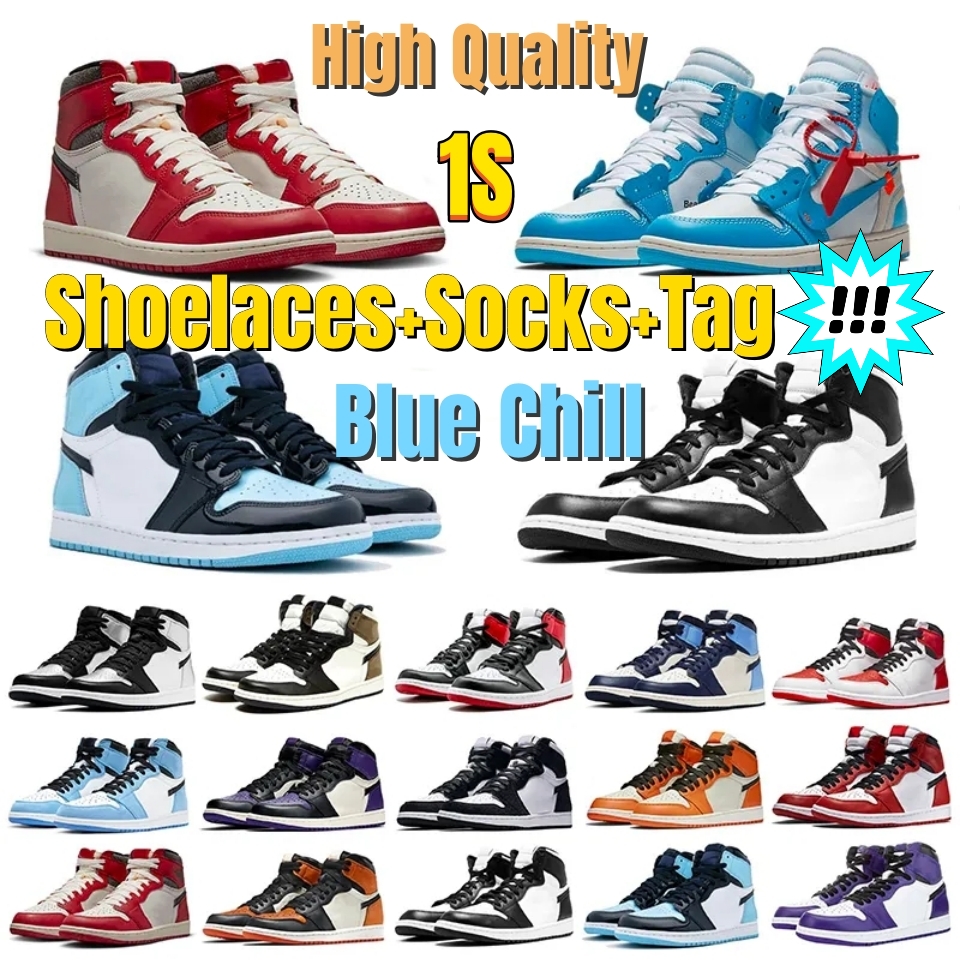 

Air 1 High Basketball Shoes jordens 1s Sports Sneakers Men Women Leather Shoe Black White Dark Mocha University Blue Mid Light Smoke Grey Lucky Green OG Trainers, 19
