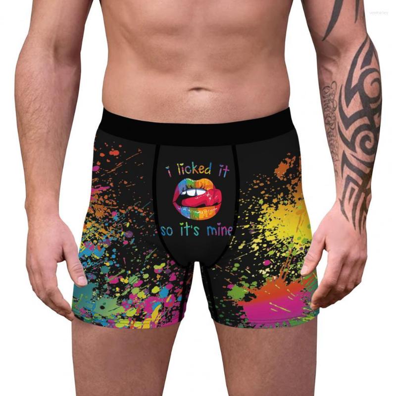 

Underpants Men Panties Casual Elastic Waist Boxer Moisture Wicking Boxers Digital Printing Male Clothes, Black