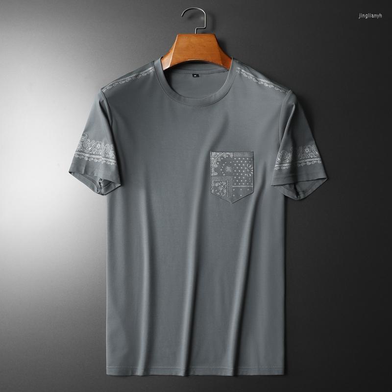 

Men's T Shirts 2023 Summer Round Neck Shirt For Men Short Sleeve Caual Slim T-Shirt Fashion Pocket Social Streetwear Clothing, Black