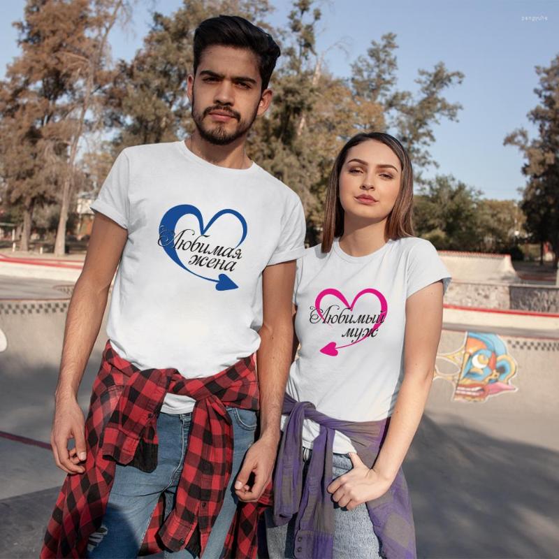 

Men's T Shirts Couple T-shirt Beloved Wife Husband Print Lover Summer Cotton Short Sleeve Tees Casual Woman Clothes Men Tops Oversized, Navy blue-women
