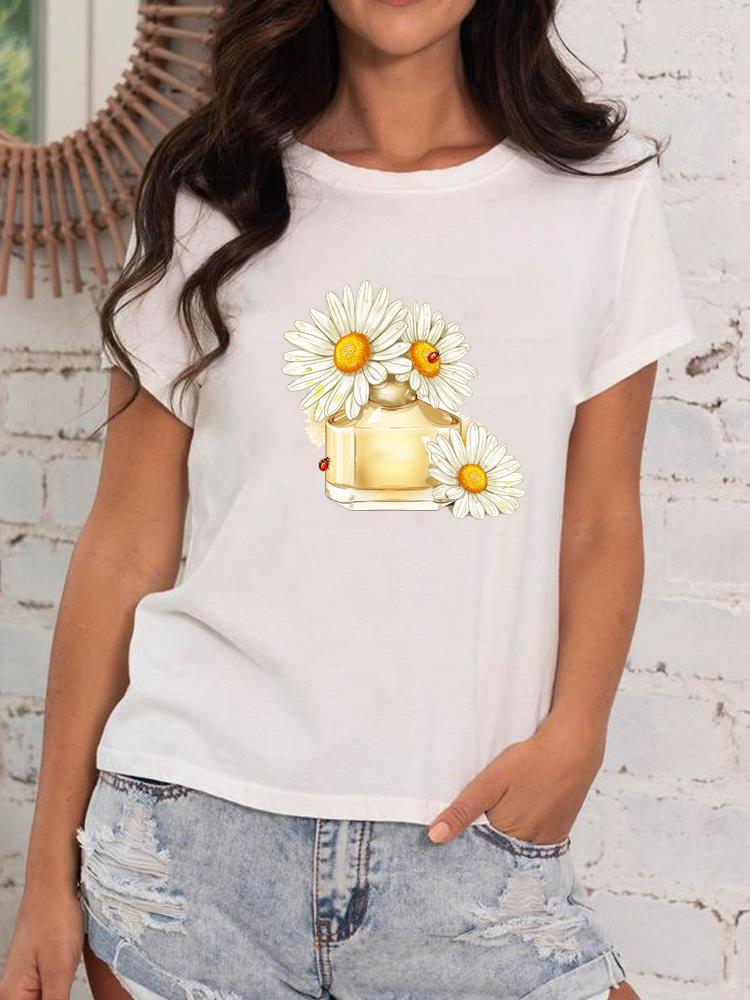 

Women' T Shirts Flower Sweet Summer Trend Fashion Clothing Ladies Women Casual Female Short Sleeve Print T-shirts Clothes Graphic Tee, Sn33560