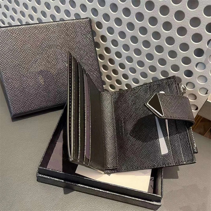 

Designer wallets saffiano triangle luxury card holder black classic style with metal letters womens mens leather fashion multistyle purse trendy chic XB017 E23, 1#