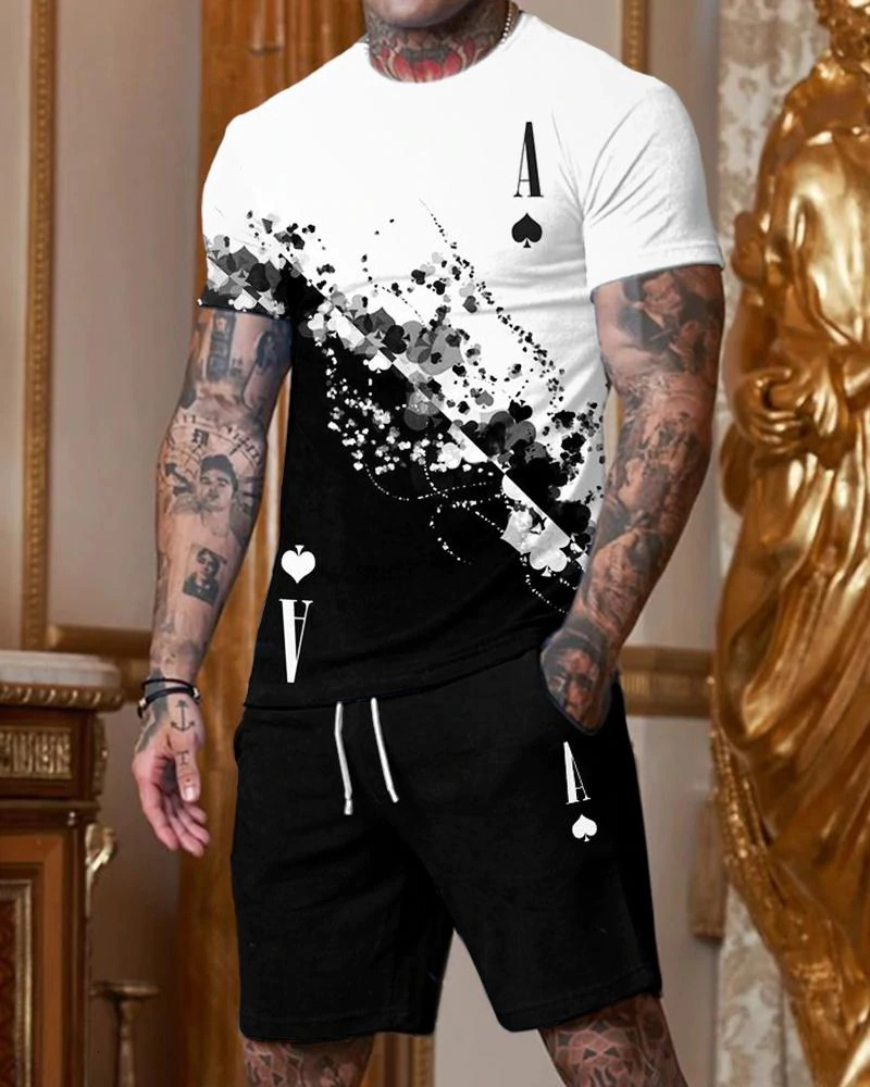 

Men's Tracksuits Summer Suit Fashion 2-piece Set Street Short Shirts Shorts Pants Casual Oversized Clothes Jogging Training Sets 230412, Ts6110