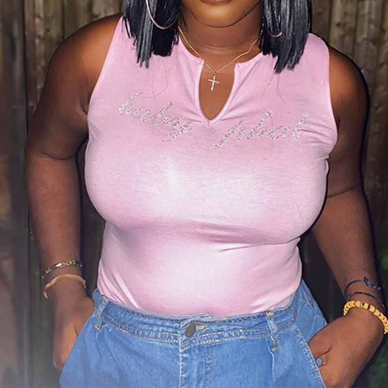 

Women' Tanks & Camis Y2k Top Diamond Letter Pink Cute Tank Female Casual Workout Gym Clothing Deep V Neck Slim Sexy Club Crop Tops Summer B