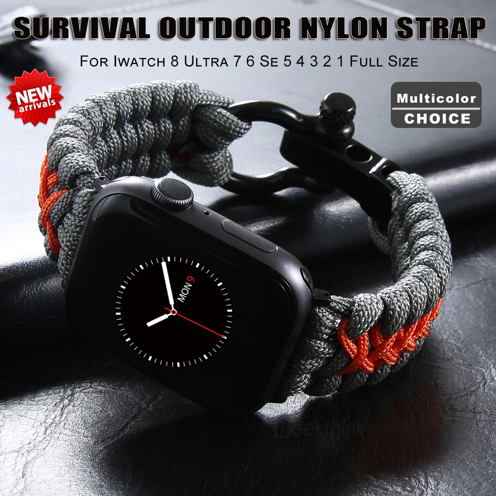 

Survival Outdoor Braided nylon strap for series 8 49mm 7 6 SE 5 4 3 41mm 45mm 40mm 44mm 42mm sports Bracelet