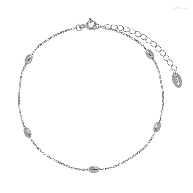

Anklets Pure 925 Sterling Silver Anklet For Women Korean INS Geometric Ellipse Ball Versatile Texture Foot Chain Jewelry YMA046