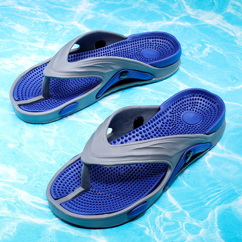 

Slippers Summer Men's Flipflops Massage Granule Men Slippers Comfortable Beach Sandals Men Casual Shoes House Flip Flops Bathroom Shoes 230413, Black green-2